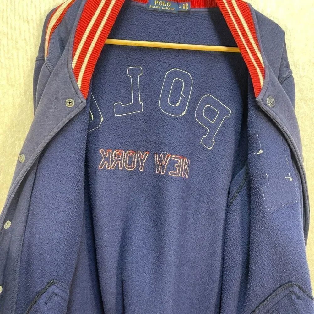Ralph Lauren Multicolor Letterman Polo New York Fleece Varsity Jacket Large